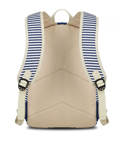 Cute Blue Stripes Canvas Backpack