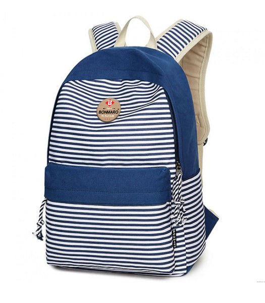 Cute Blue Stripes Canvas Backpack
